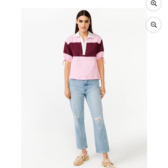 Free Assembly Women's Tie Sleeve Polo Top New with tags size Large  🤩 - Picture 7 of 9